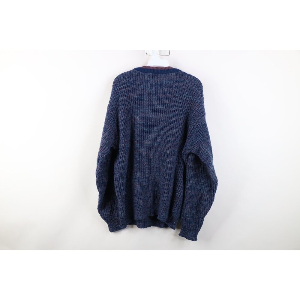 Vintage 90s Streetwear Mens Large Blank Chunky Ribbed Knit Crewneck Sweater - Picture 8 of 10